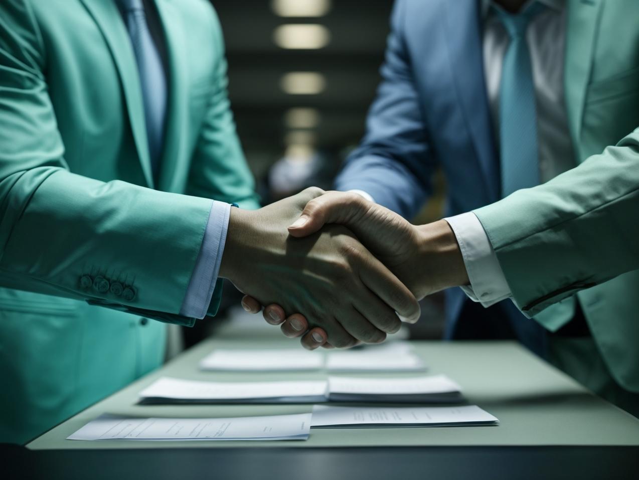 Two businesspeople shaking hands